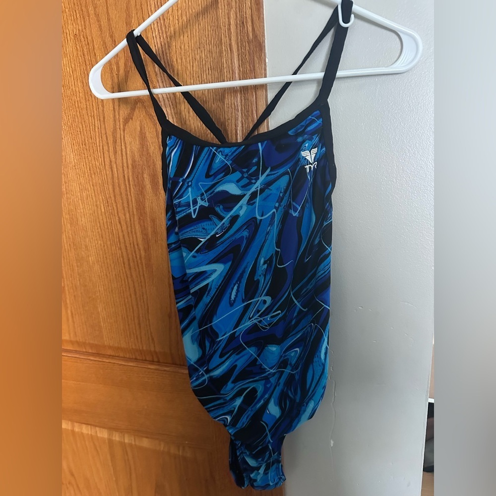 TYR Black and Blue Swirl Swimsuit